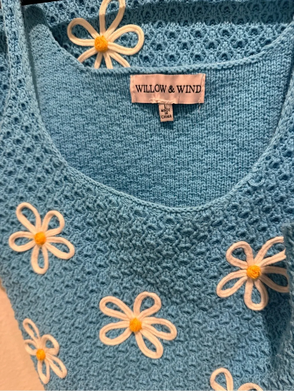 Blue Daisy Crochet Crop Tank & Skirt Set